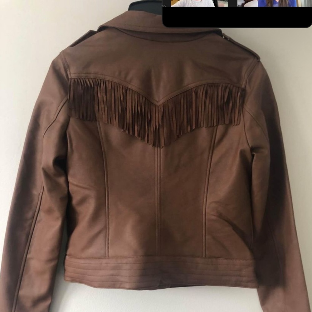 Women’s fringe coffee jacket Sz L